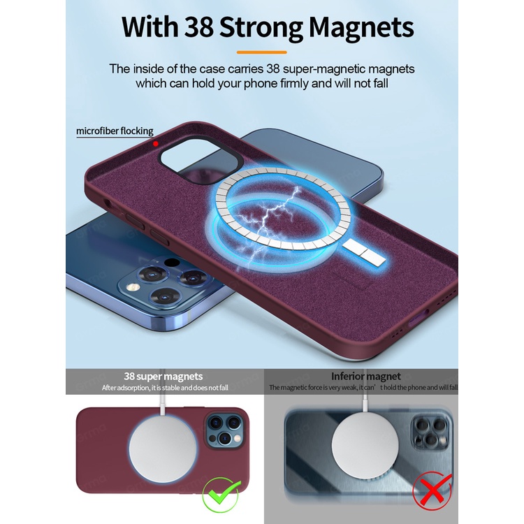 Ốp Điện Thoại TPU Silicon Màu Trơn Hít Nam Châm Cho IPhone 12 Pro 11 Max