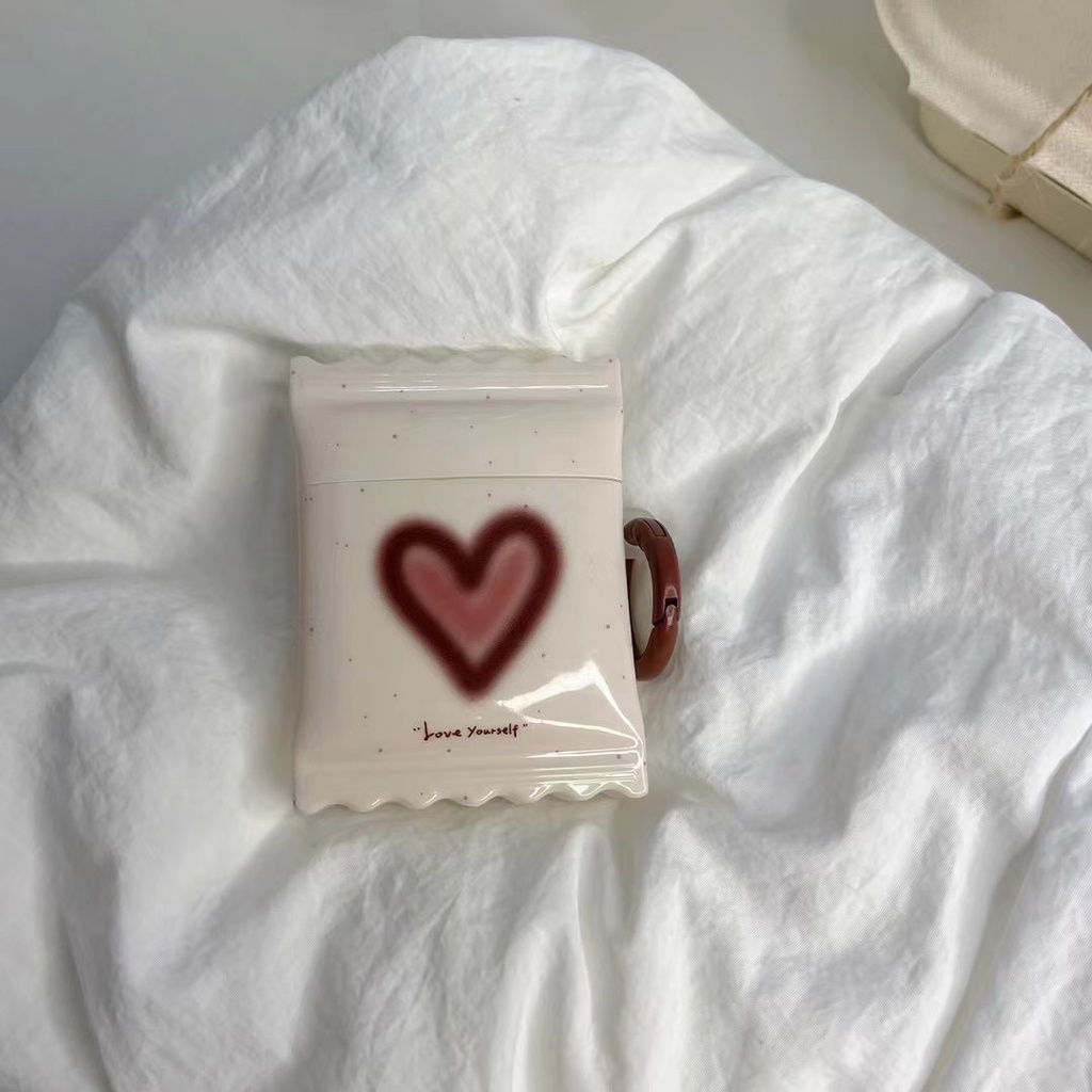 Vỏ Bảo Vệ Hộp Sạc Tai Nghe AirPods Pro2 2022 1 2 3 Pro Hình Kẹo Trái Tim Có Móc Tròn Màu Trắng