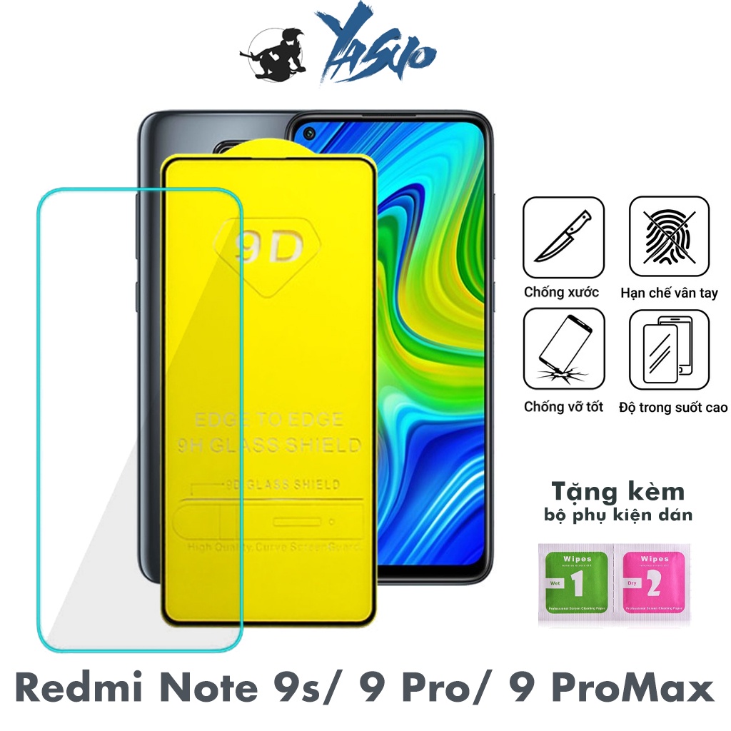 Kính Cường Lực Redmi Note 9 Redmi 10X 4G Full Màn Trong Suốt Cảm Ứng Mượt Mà Tặng Kèm Khăn Lau [FM]