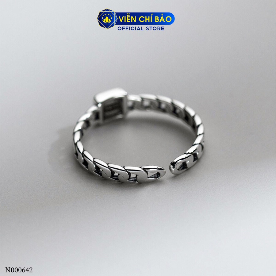 Nhẫn đá đen vuông chất liệu bạc Thái 925 thời trang phụ kiện trang sức nữ Viễn Chí Bảo N000642