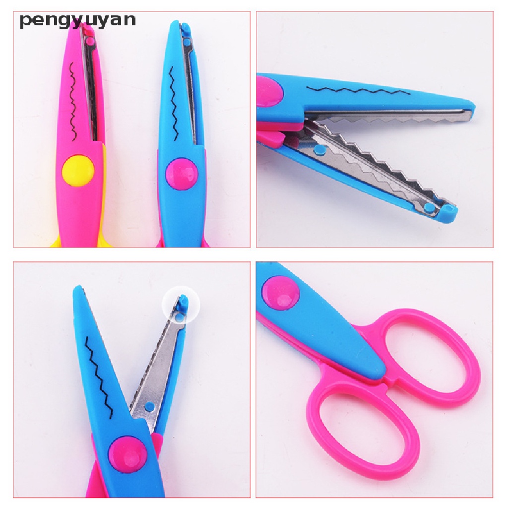 Kéo Cắt Giấy Thủ Công 6 Họa Tiết Viền Cong Trang Trí DIY Cho Bé