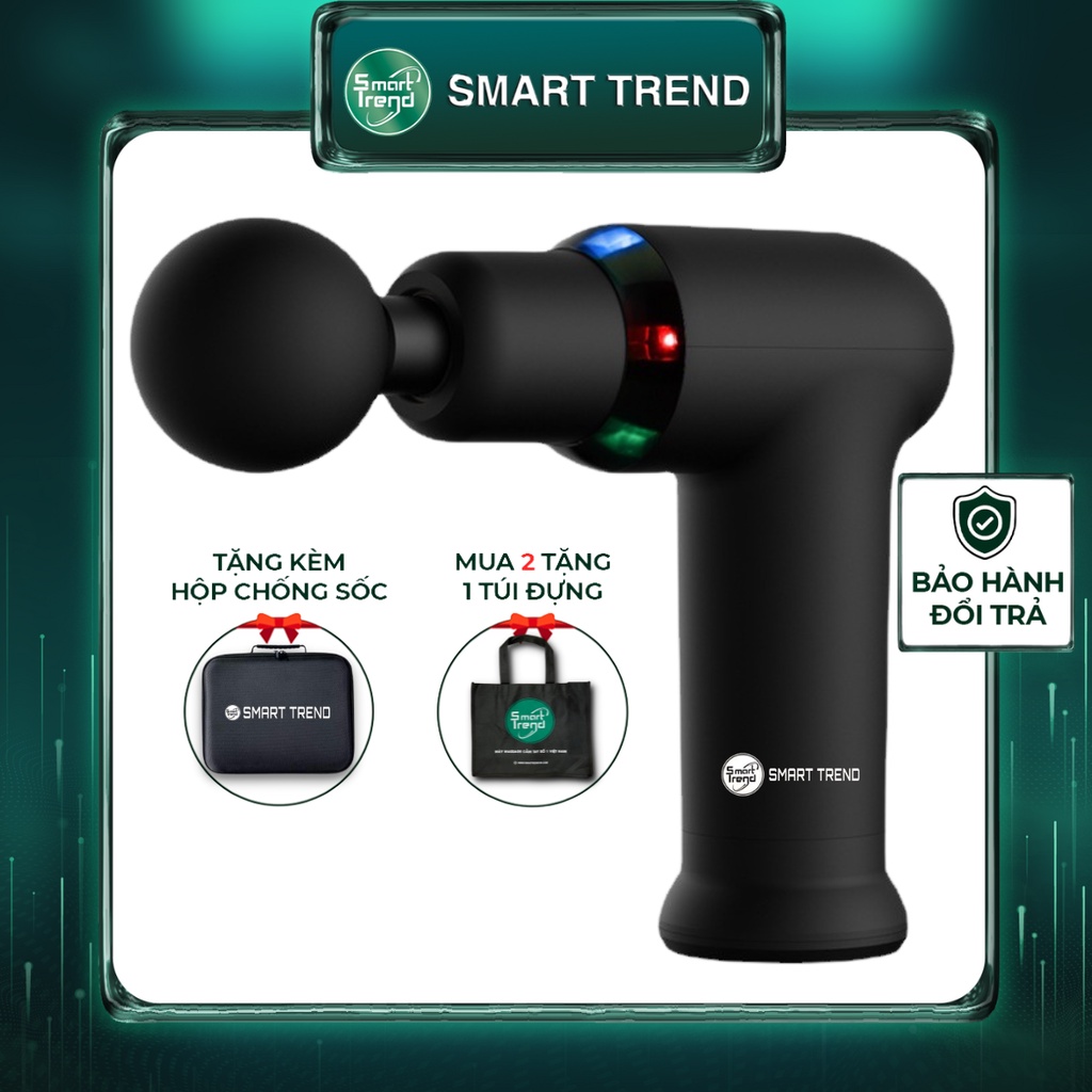 Máy massage cầm tay đấm lưng có chức năng làm nóng 4 đầu 8 chế độ cao cấp Smartrend MSĐ