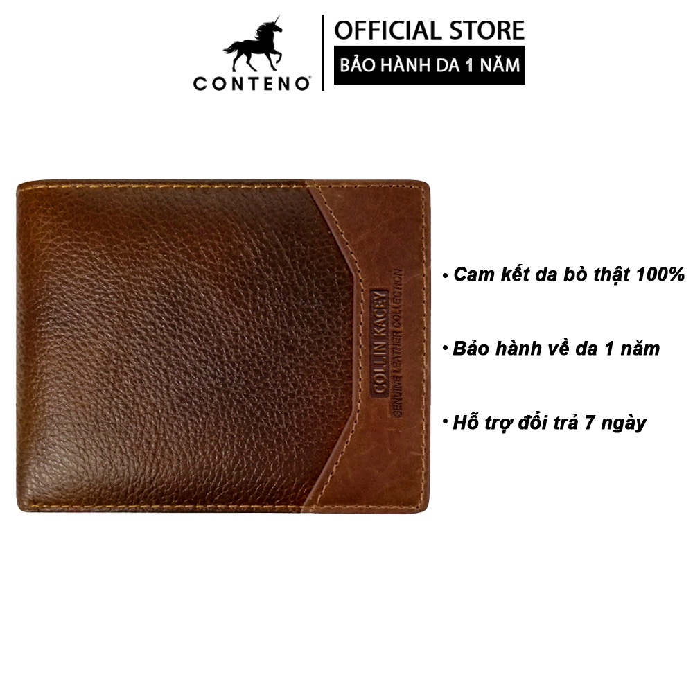 Ví nam da bò thật Collin Kacey 1104-A20NAU cao cấp ví da nam phong cách hiện đại full hộp