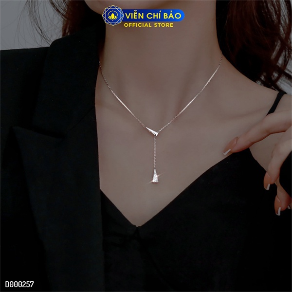 Dây chuyền bạc nữ choker tam giác đính đá chất liệu bạc 925 thời trang phụ kiện trang sức Viễn Chí Bảo D000257