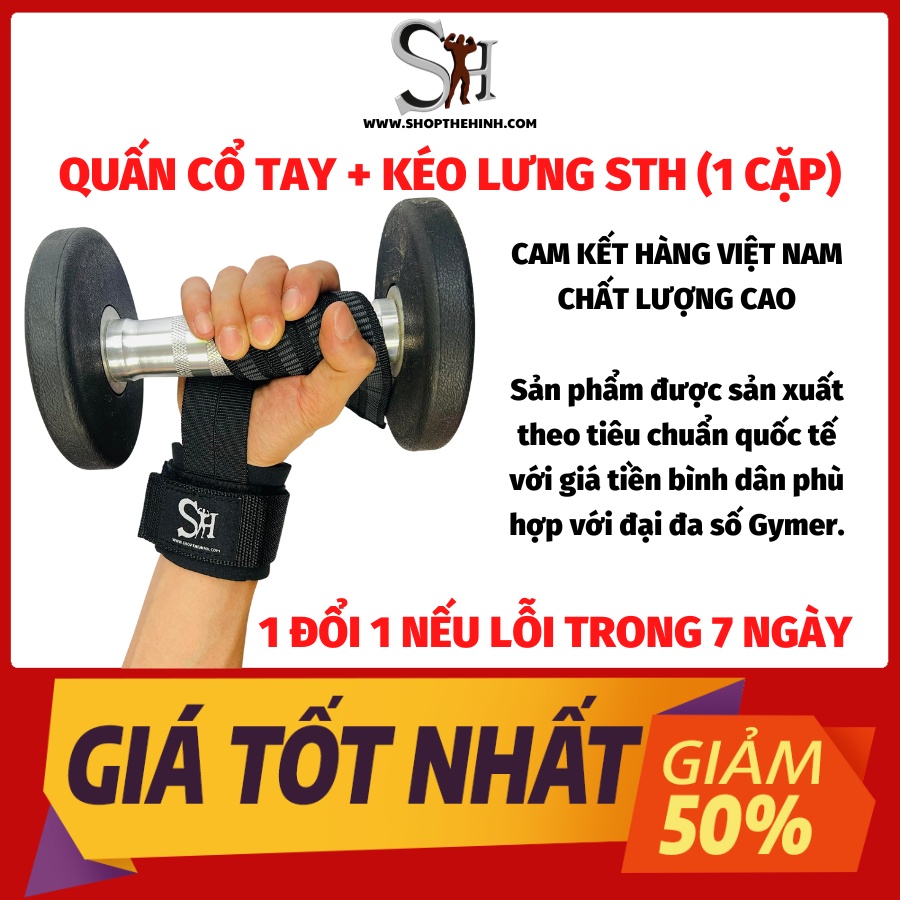 Quấn Cổ Tay + Kéo Lưng "2in" Giúp Bảo Vệ Cổ Tay, Tập Deadlift Shopthehinh (STH) 1 Cặp