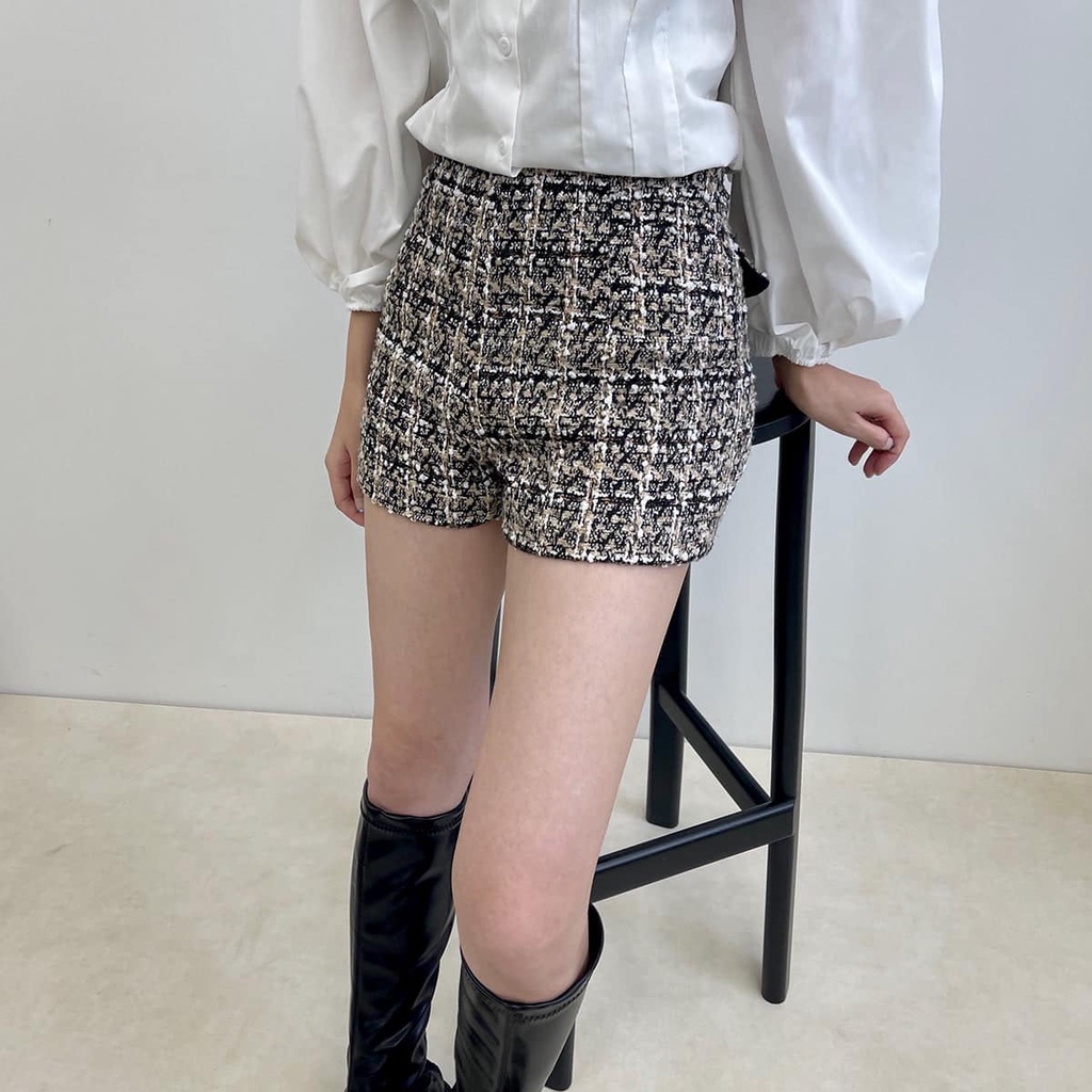 Quần dạ tweed vàng