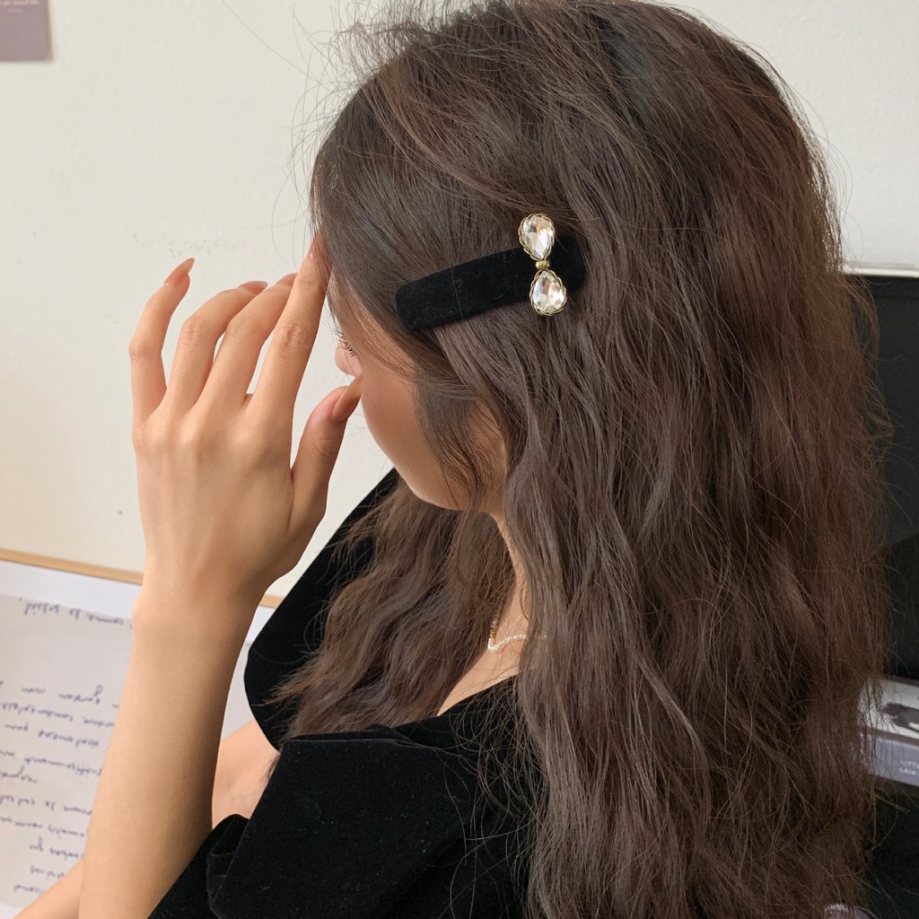 Kẹp Tóc Đính Nơ Vải Nhung Phong Cách Retro Cho Nữ