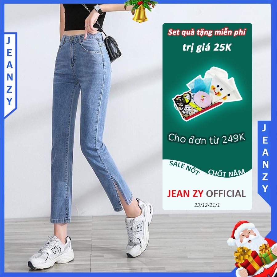 Quần jeans ống suông xẻ tà ống đứng mặc tôn dáng tôn chân JEAN ZY