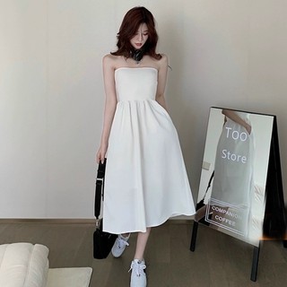 Đầm midi trắng cúp ngực (kèm hình thật)