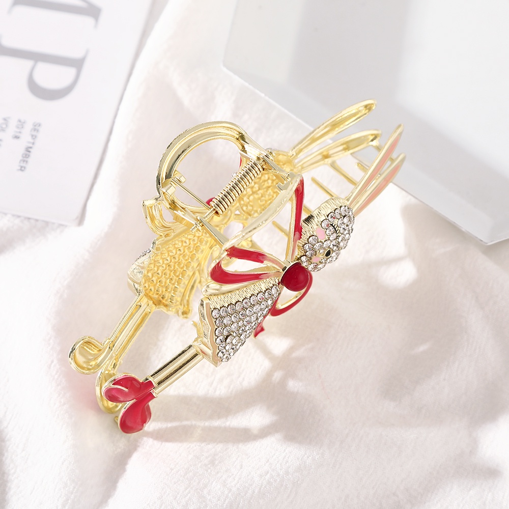 Kẹp tóc Haimeikang bằng kim loại đính đá/ ngọc trai giả hình thỏ dễ thương cao cấp