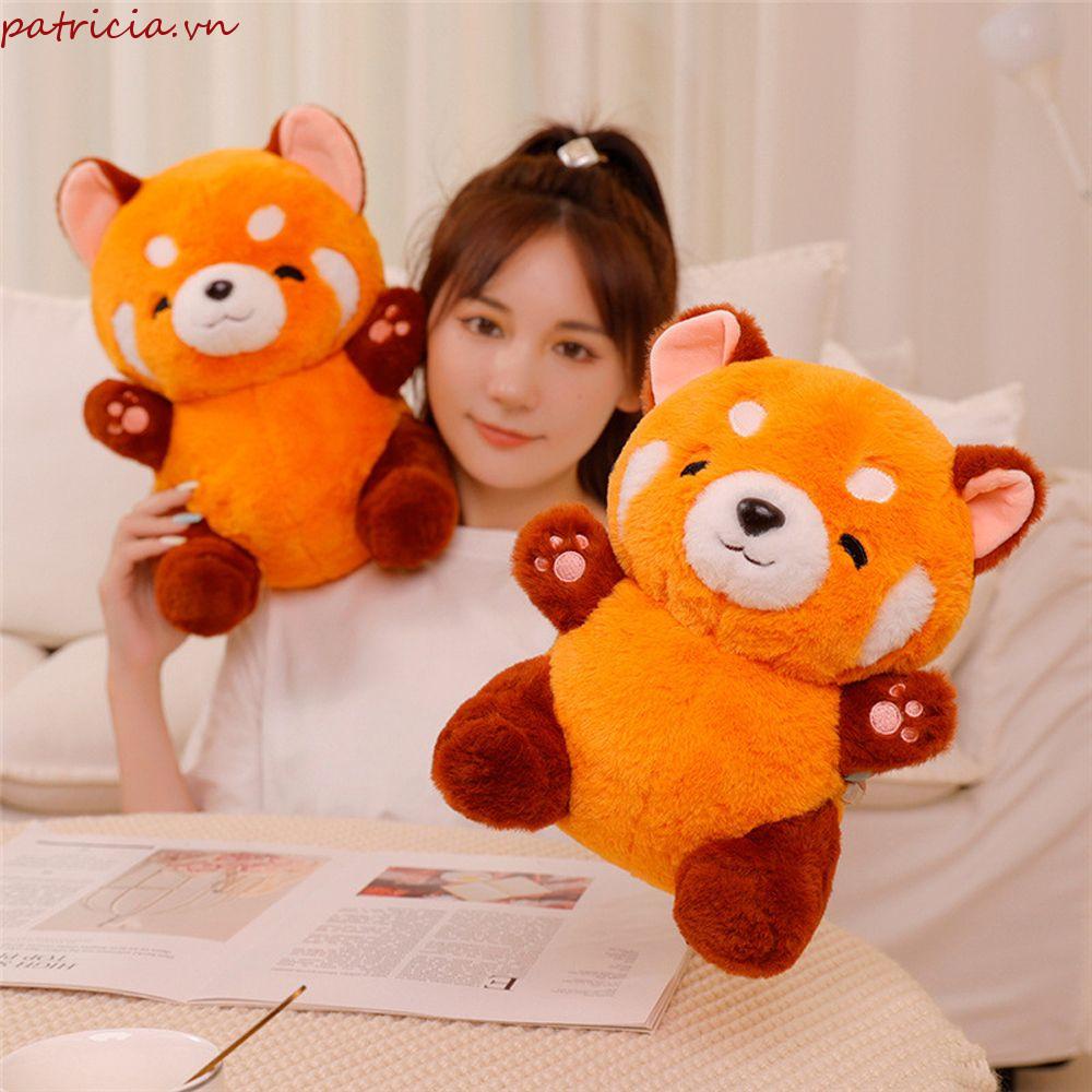 Thú Nhồi Bông Hình Gấu Mèo Màu Đỏ Mềm Mại Trang Trí Phòng Ngủ