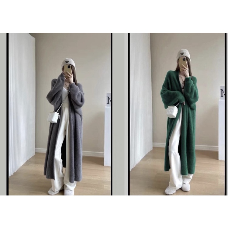 (SẴN) Dáng Dài ÁO KHOÁC CARDIGAN LÔNG Thỏ 95-114CM qua bắp chuối QUẢNG CHÂU MÃ K220592