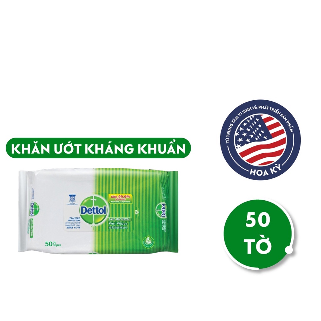 [HÀNG QUÀ TẶNG KHÔNG BÁN] Khăn ướt Dettol kháng khuẩn 50 tờ