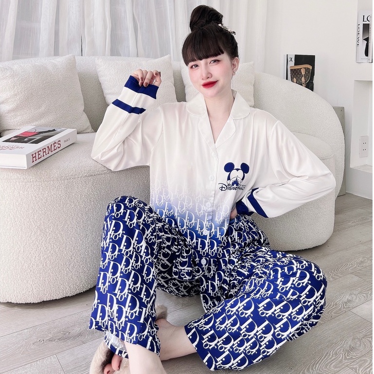 Đồ Bộ Nữ SOJJUN Pijama Quần Dài Tay Dài Lụa Latin Thiết Kế 50-65kg