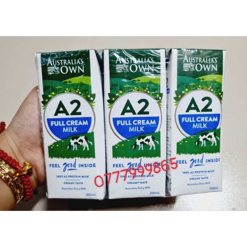 Sữa tươi A2 Australia's Own Full Cream 200ml nhập khẩu date 8/24