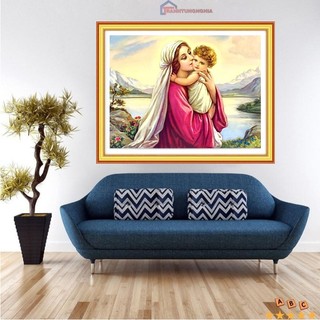 Tranh đính đá LV423 (65cm x 50cm), tranh thêu chữ thập tình yêu đức mẹ maria LV3352 (55cm x 43cm)