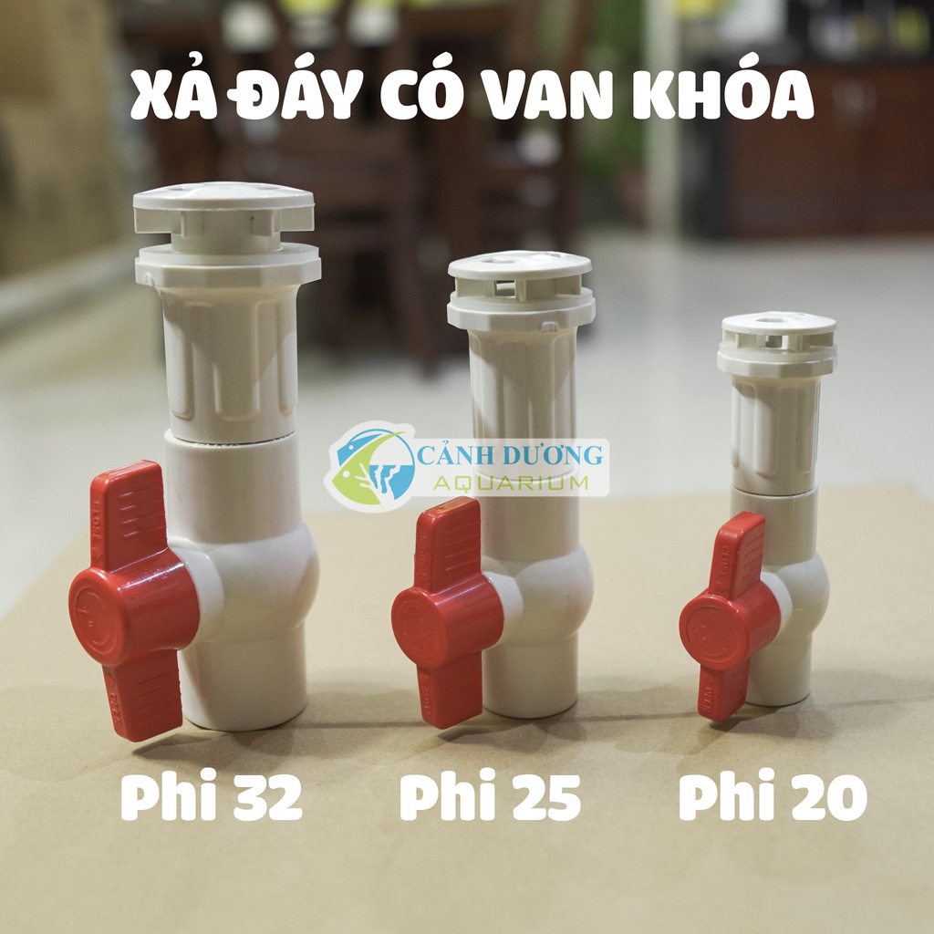 Co xả đáy hồ cá có van khóa, ống xả đáy hồ cá, van xả hồ