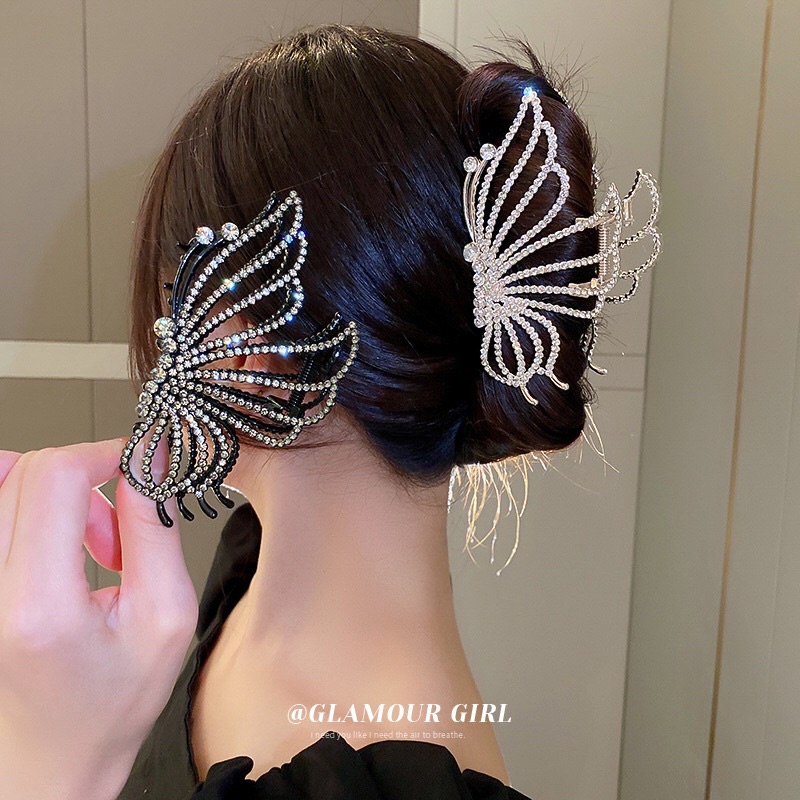 Kẹp Tóc Càng Cua Kim Loại Đính Đá Ngọc Hàn Quốc Kẹp Càng Cua Nữ Thanh Lịch Mainia Shop