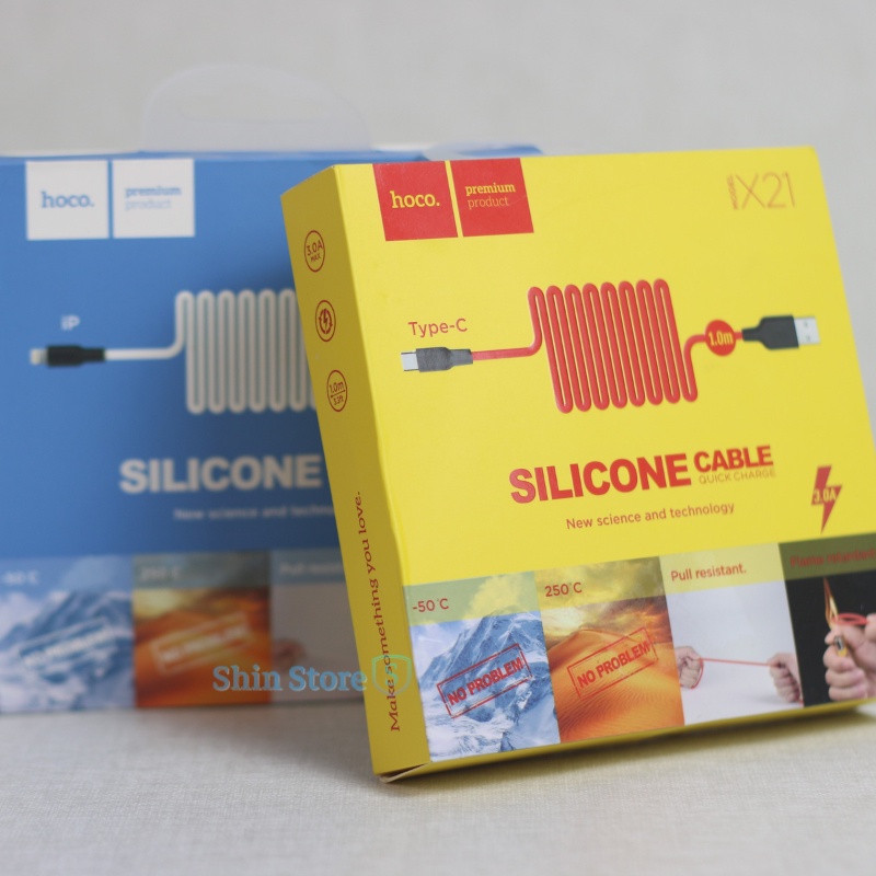 Cáp sạc Hoco X21 sạc nhanh 3.0A,  USB To Light dây sạc silicon độ dài 1 mét -SHINSTORE
