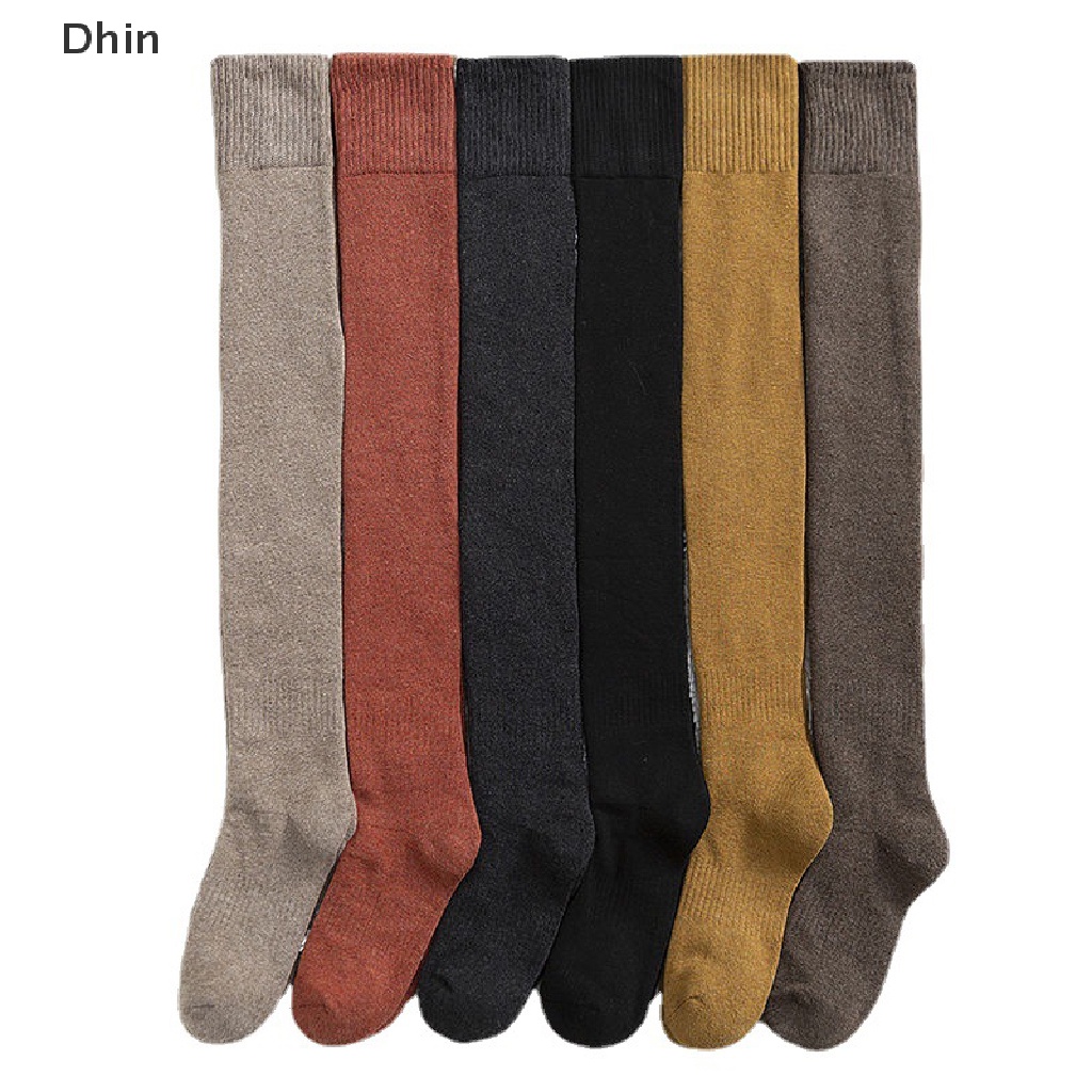 1 Đôi Tất Dệt Kim Dài Qua Gối Màu Trơn Giữ Ấm Thời Trang Mùa Đông Cho Nữ