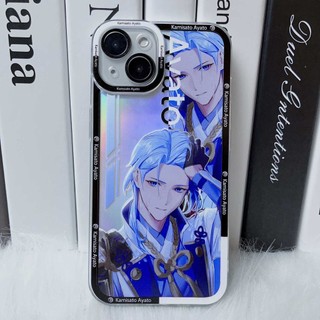 Genshin impact Kamisato Ayato Ốp Điện Thoại Trong Suốt Màu Laser In Chữ Master Cho iPhone 14 13 12 11 pro promax x xs xsmax 7 8 plus