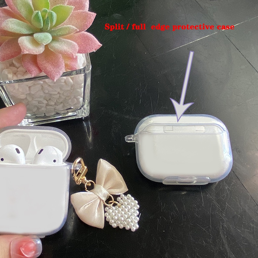 Vỏ Bảo Vệ Hộp Sạc Tai Nghe Bằng Silicon Trong Suốt Kèm Móc Khóa Xinh Xắn Cho SOUNDPEATS True air2 / AIR 3