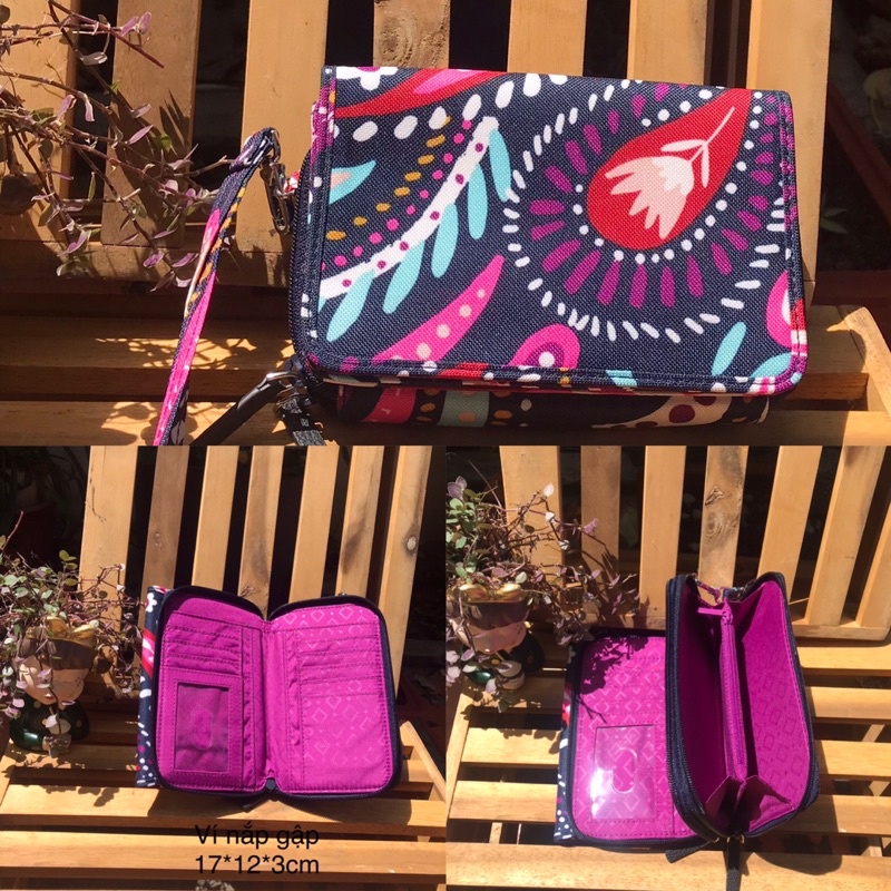 Ví dài cầm tay nữ  Ver@ Br@dley-chất vải thô in hoa