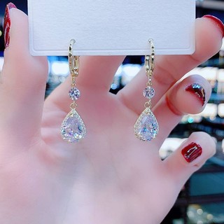 Bông tai giọt nước siêu sáng zircon bông tai pha lê khí quyển cao cấp bông tai mới bông tai cao cấp phù hợp với tất cả
