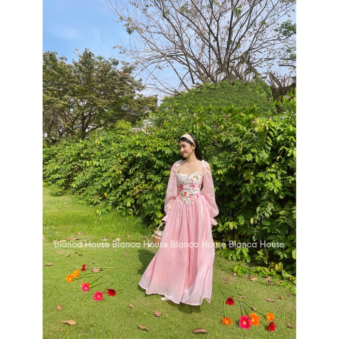 Đầm tơ hoa hồng tiểu thư Isabella dress