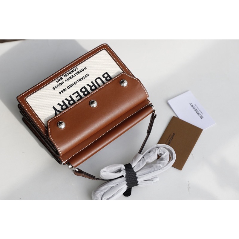 Túi đeo vai Burberry canvas size 19cm bản fullbox chất dày dặn