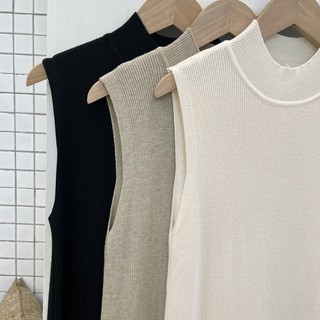 Váy len gân cổ cao không tay