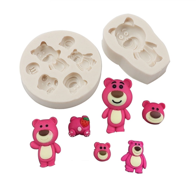 Khuôn Silicone Làm Bánh Kẹo Hình Gấu Hoạt Hình 3D DIY