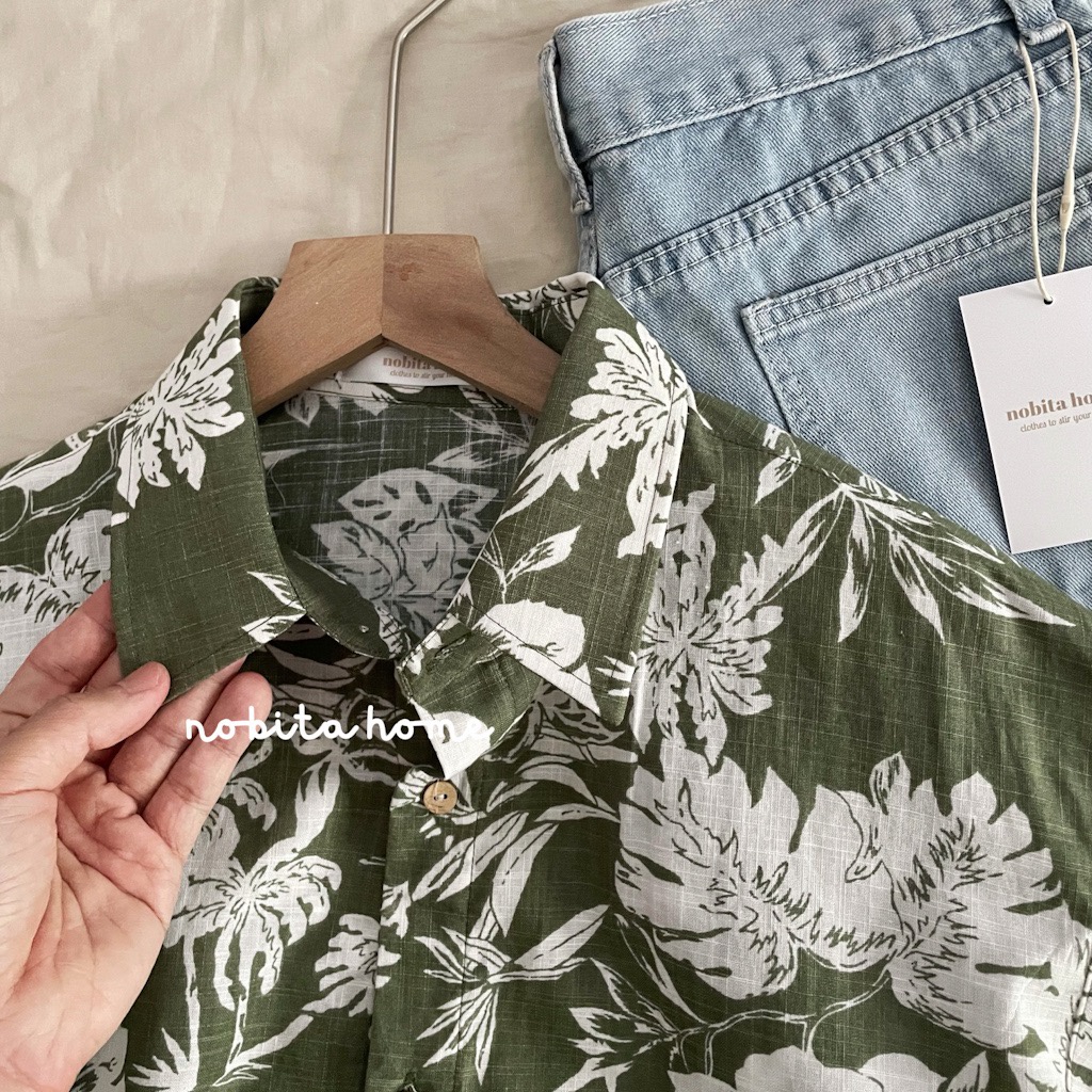 NOBITA HOME - Sơ mi tay ngắn hoạ tiết lá 7892