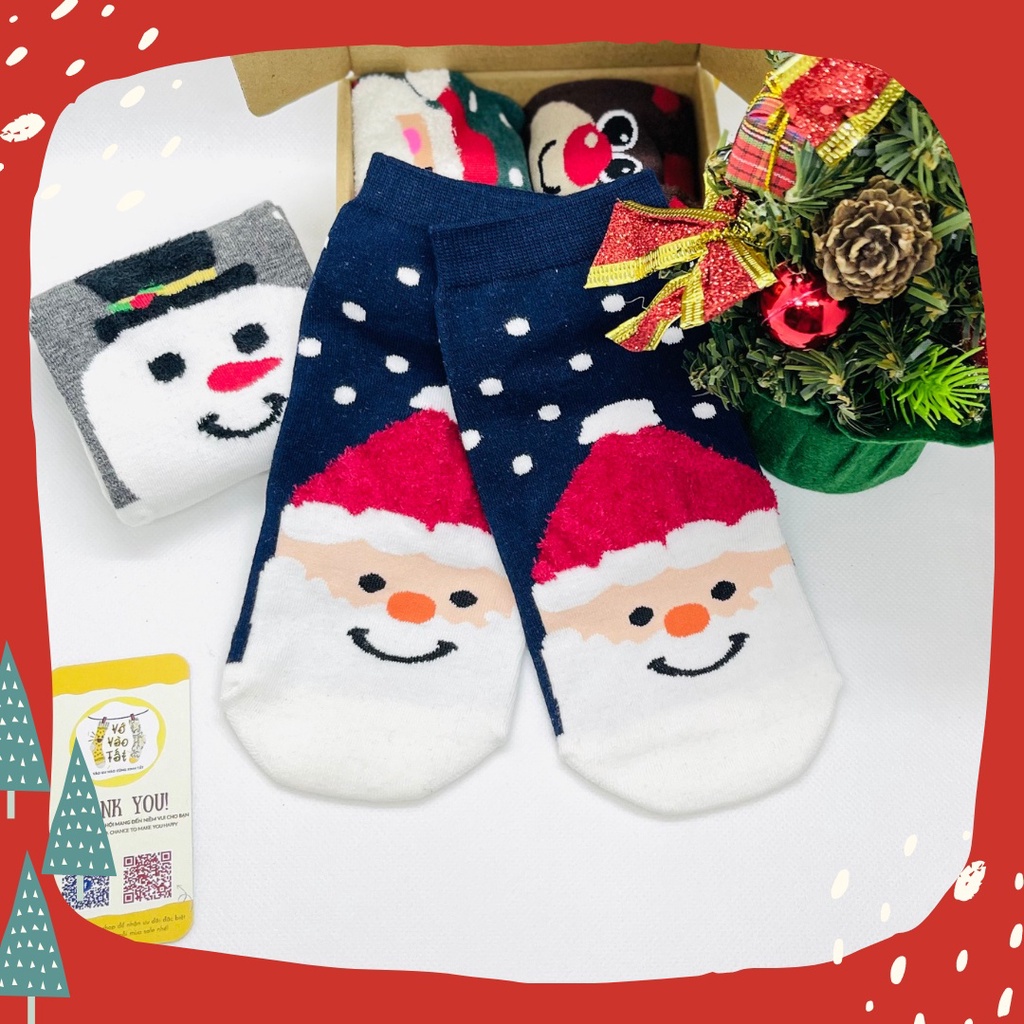 VỚ TẤT QUẢ CẦU GIÁNG SINH MẪU CỔ CHUN TRÒN (QUÀ TẶNG GIÁNG SINH)