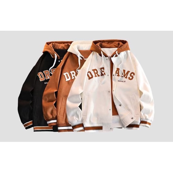 Áo Khoác Bóng Chày Có Mũ Trùm Dáng Rộng Thiết Kế Mới Kiểu Dáng Đơn Giản Thời Trang Mù