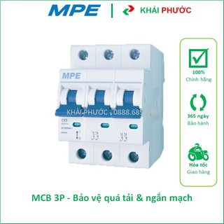 MCB 3P 3 PHA CB 3 CỰC ÁP TÔ MÁT APTOMAT ÁT TÔ MÁT ATOMAT 10A 16A 20A 25A 32A 40A 50A 63A MPE GIÁ RẺ - KHẢI PHƯỚC