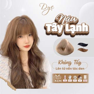 Thuốc nhuộm tóc, thuốc nhuộm tóc màu NÂU TÂY LẠNH, Không cần tẩy tóc, DYE HAIR, tặng kèm oxy trợ dưỡng và bao tay