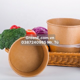 Combo 50 Tô giấy Kraft 1000ml (có nắp)