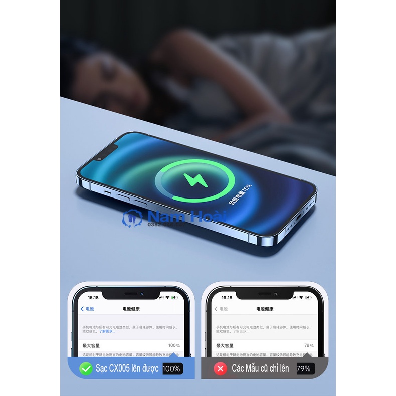 Pin Sạc Dự Phòng Sạc Nhanh Không Dây Từ Tính CX005 22.5W Không Dây 15w dung lượng 10.000 mAh - Hàng chính hãng