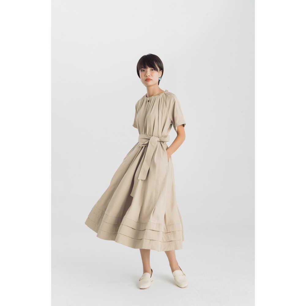 NINE 2 FINE - Váy kaki dáng suông buộc eo kaki oversize dress