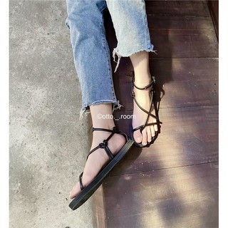 [No.15][Ảnh thật shop chụp] Giày sandal quai mảnh đan phối đế thấp