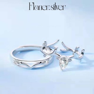 Nhẫn đôi Reindeer, bạc S925, Flaner.Silver, nhẫn đính kim cương, phụ kiện trang sức bạc - FS05