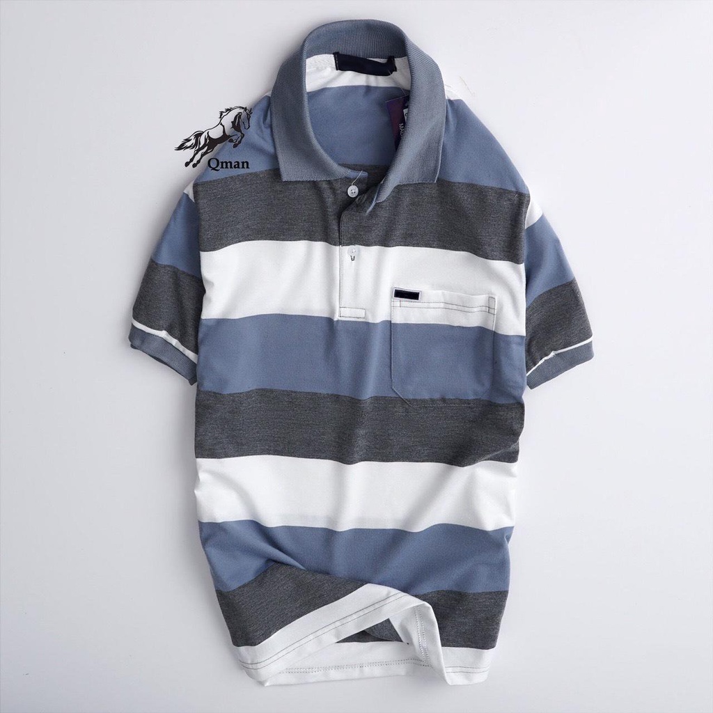 Áo thun nam trung niên ba sọc ngang vải mềm mịn, hút mồ hôi, không ra màu A0012