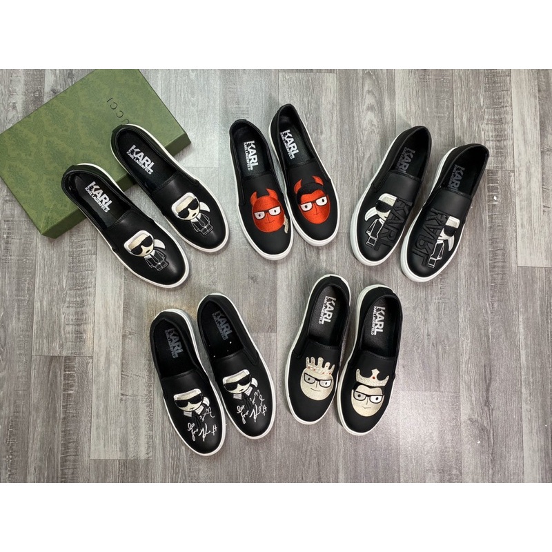 Giầy slipon Karl dân chơi logo thêu chữ ký LA - Giày Karll ông già đeo kính full size 38-42