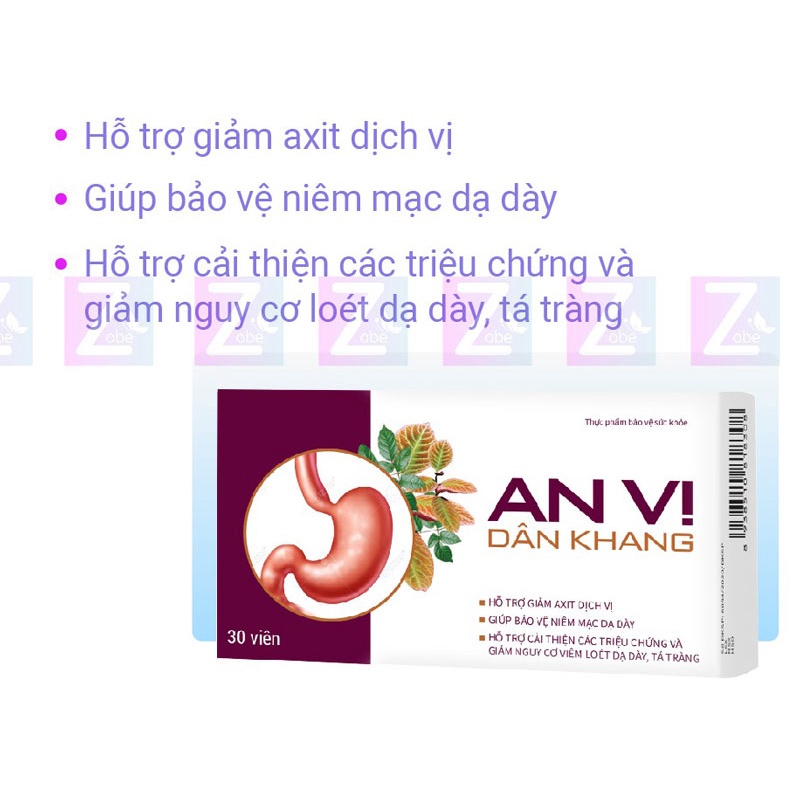An Vị Dân Khang, hỗ trợ giảm nguy cơ viêm loét dạ dày, tá tràng (Hộp 3 vỉ x 10 viên)
