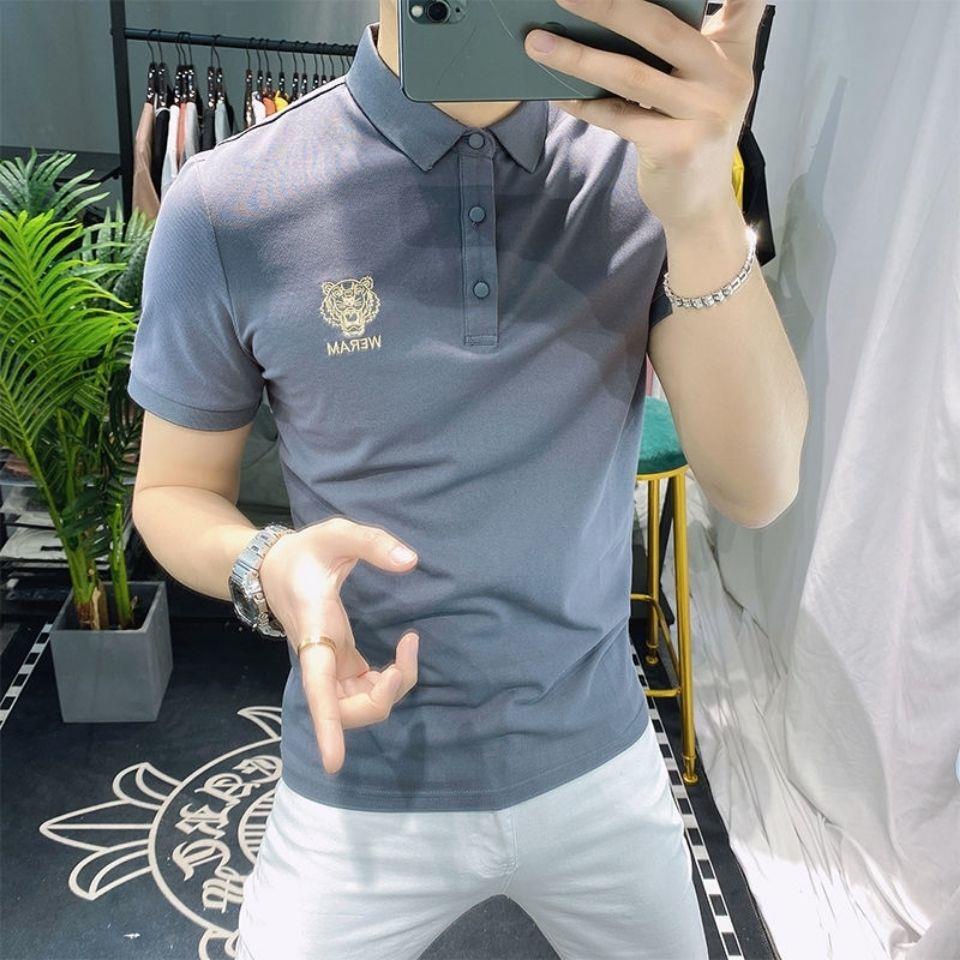 Áo Thun Nam Tay Ngắn Có Cổ Thêu Hình Đầu Hổ Kenzo Thời Trang