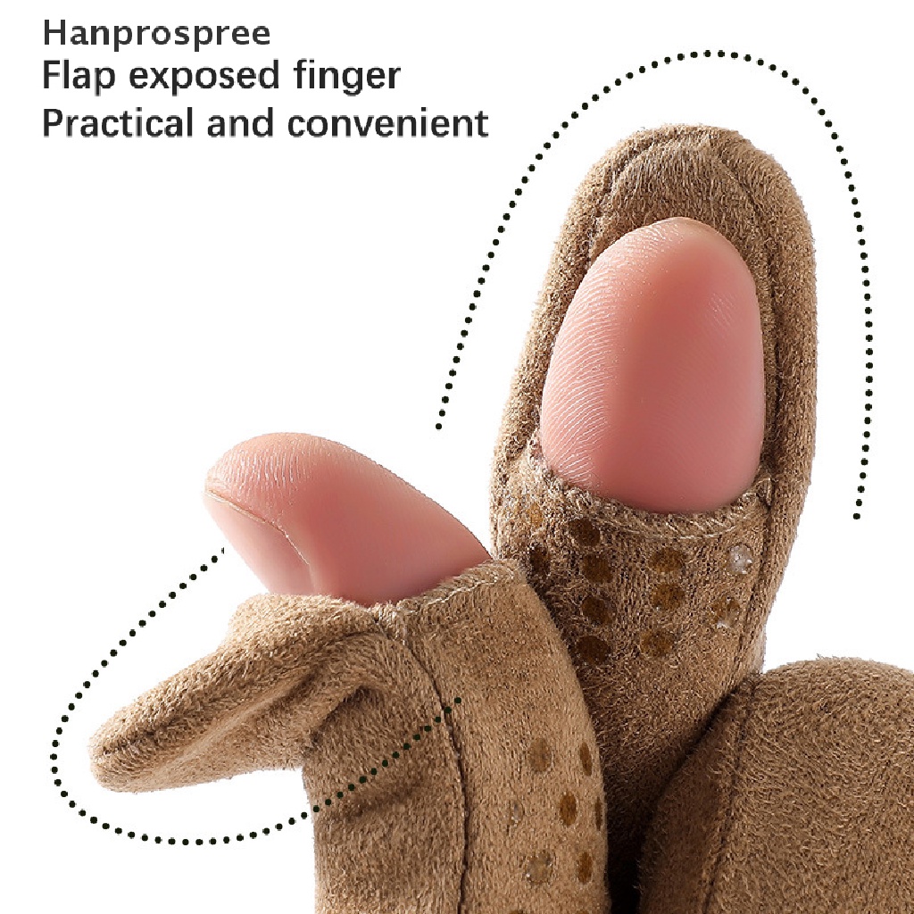 1 Đôi Găng Tay Da Lộn Giữ Ấm Chống Gió Chống Trượt Có Thể Chạm Màn Hình Cảm Ứng