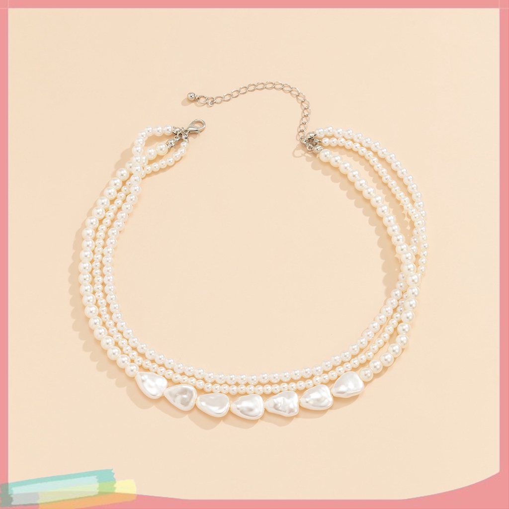Vòng cổ Hợp Kim Nhiều Lớp Trang Trí Ngọc Trai Giả Xinh Xắn Cho Nữ