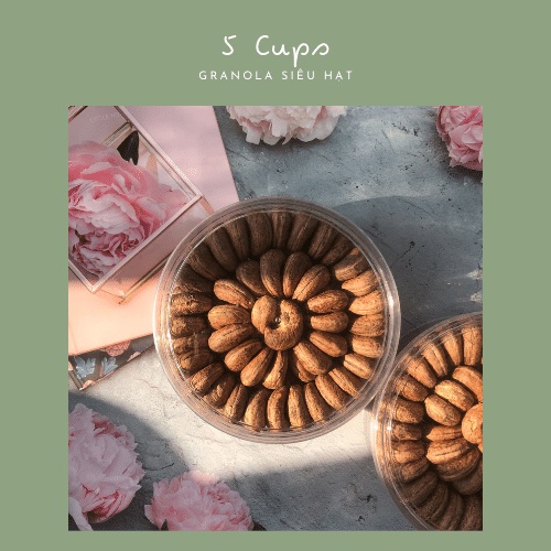 [5 Cups] Hạt Điều Xếp Hoa - Hạt Dinh Dưỡng Ăn Liền Hộp 500g