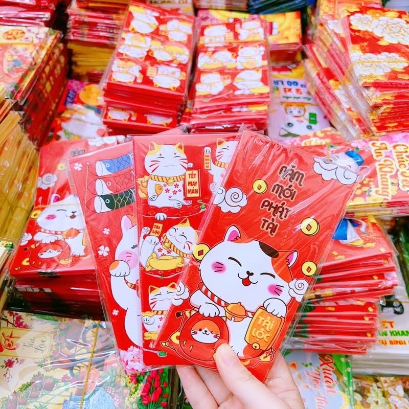 (Giá sỉ) bao lì xì Tết in xưởng - xấp 10 bao. Chọn mẫu ngẫu nhiên hoặc nhắn tin shop lấy mẫu.